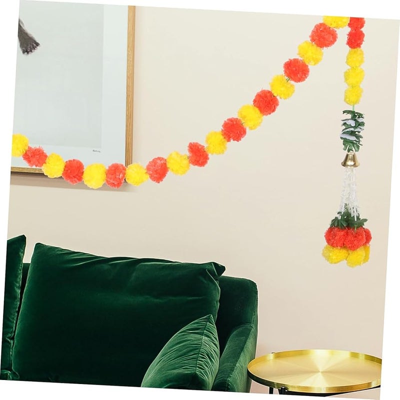 Marigold Garland 160X70CM Handmade Floral Decoration for Diwali Weddings Festivals - Image 4